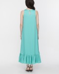 SIXDO Sleeveless Flared Midi Silk Dress